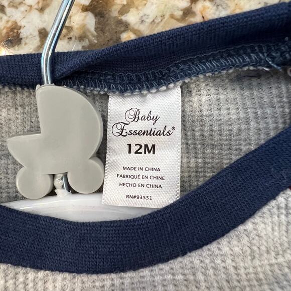 NWT Baby Essentials Navy & Grey Thanksgiving/Football Shirt & Pants - SIZE 12M - Picture 5 of 7
